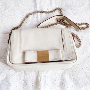 Kate Spade off white pebbled leather bow crossbody